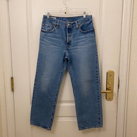 Excellent Levis 501 90's Straight Blue Wash Denim Jeans Size 28X27 - Picture 1 of 9